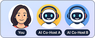 PodNami - You and two AI Co-Hosts